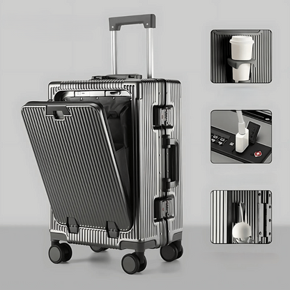 Slimme Handbagage Koffer – Harde Trolley met 360° Wieltjes & Extra Opbergvakken