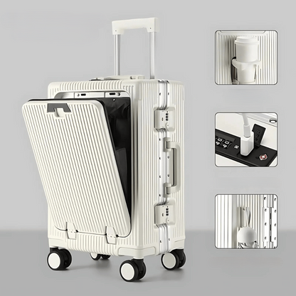 Slimme Handbagage Koffer – Harde Trolley met 360° Wieltjes & Extra Opbergvakken