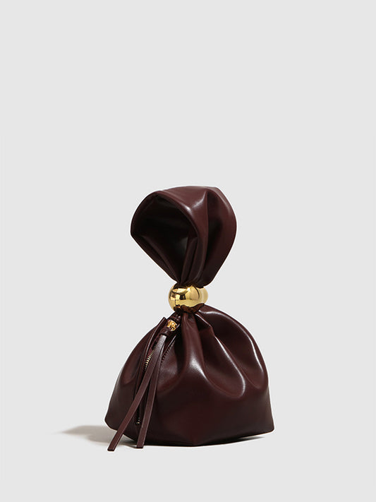 Luxe Handtas van Leer – Elegante Dames Avondtas met Striksluiting