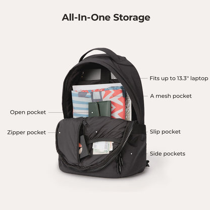 Lichtroze Rugzak met Meerdere Vakken – Comfortabel & Waterafstotend voor School, Werk of Reizen