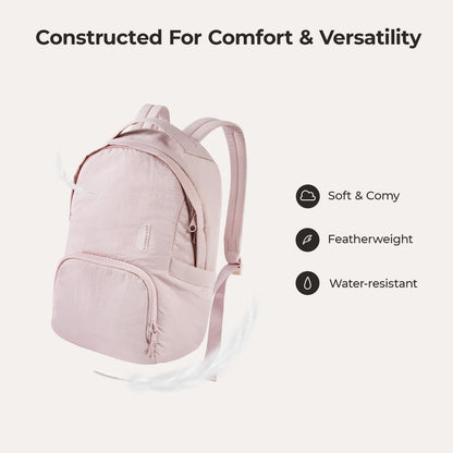 Lichtroze Rugzak met Meerdere Vakken – Comfortabel & Waterafstotend voor School, Werk of Reizen