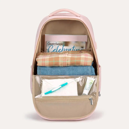 Luxe Roze Rugzak – Waterafstotende Laptop & Schooltas met USB-aansluiting