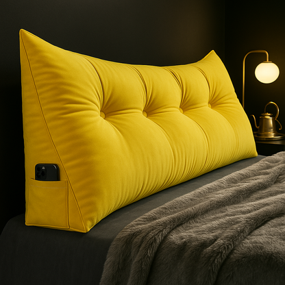 Lang Hoofdbord Kussen – Ergonomisch Rugsteun Kussen met Zijvakken voor Bed