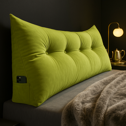 Lang Hoofdbord Kussen – Ergonomisch Rugsteun Kussen met Zijvakken voor Bed