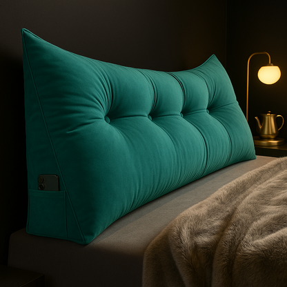 Lang Hoofdbord Kussen – Ergonomisch Rugsteun Kussen met Zijvakken voor Bed