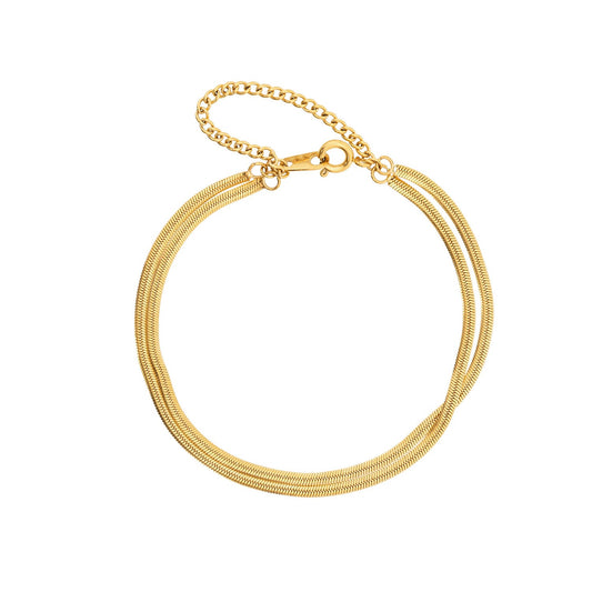 Goudkleurige Visgraat Armband – Elegant & Verstelbaar Dames Sieraad