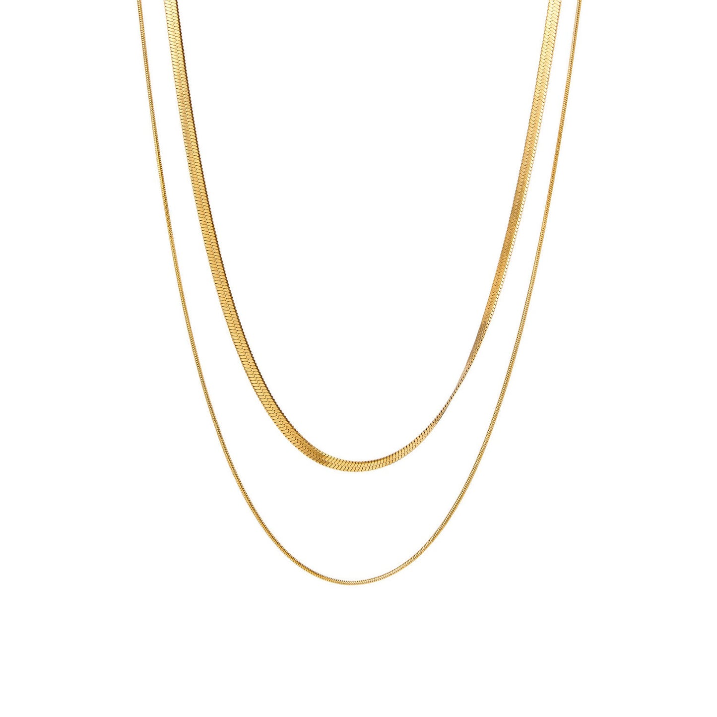 Goud Dubbele Ketting – Snake Chain & Fijne Layer - Waterbestendig & Tijdloos