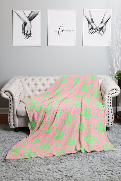 Mini Happy Face Luxe Fleece Deken – Zachte Woonplaid 130×150cm
