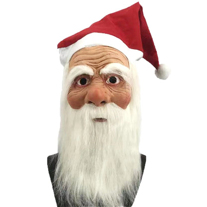 Kerstman Masker met Baard – Realistisch Kerstmasker met Kerstmuts