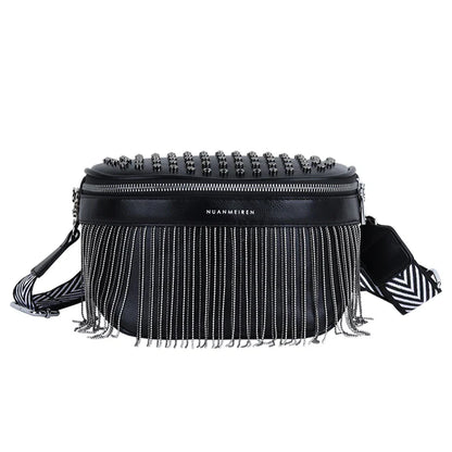 Trendy Crossbody Tas met Franjes – Fashion Schoudertas met Ritssluiting