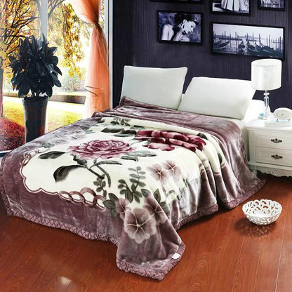 Luxe Fleece Deken met Bloemenprint – Zachte Warme Dekens voor Bed en Bank