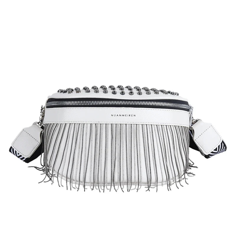 Trendy Crossbody Tas met Franjes – Fashion Schoudertas met Ritssluiting