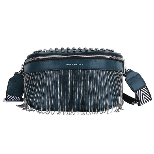 Trendy Crossbody Tas met Franjes – Fashion Schoudertas met Ritssluiting