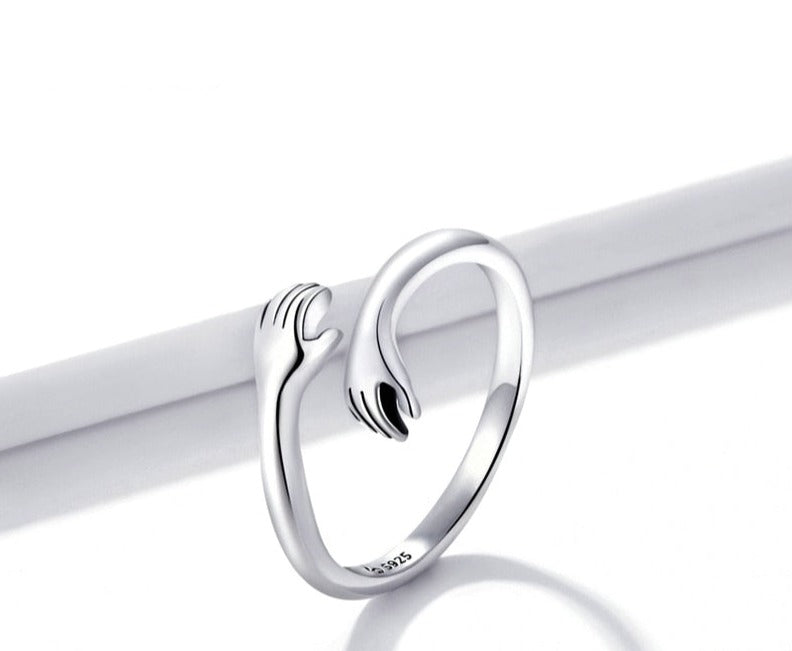 Kus en Knuffel Ring – Verstelbare Liefdesring met Symbolische Omhelzing