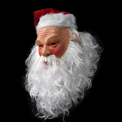 Kerstman Masker met Baard – Realistisch Kerstmasker met Kerstmuts