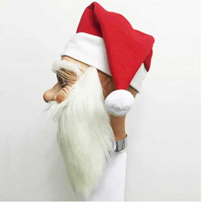 Kerstman Masker met Baard – Realistisch Kerstmasker met Kerstmuts