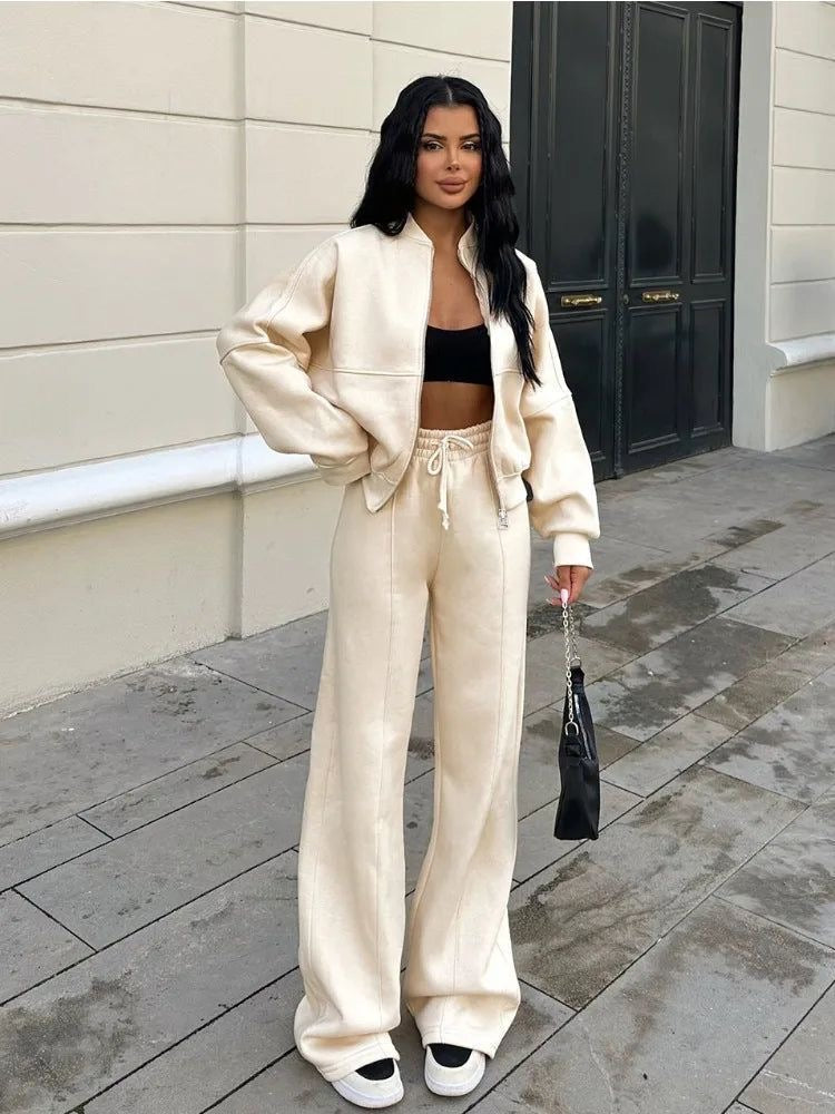 Oversized Damespak – Comfortabele Loungewear Set met Broek en Jasje