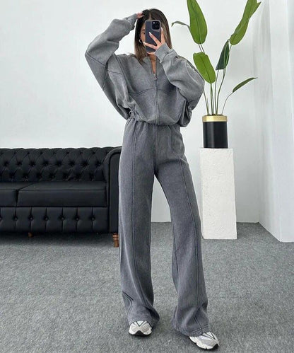 Oversized Damespak – Comfortabele Loungewear Set met Broek en Jasje