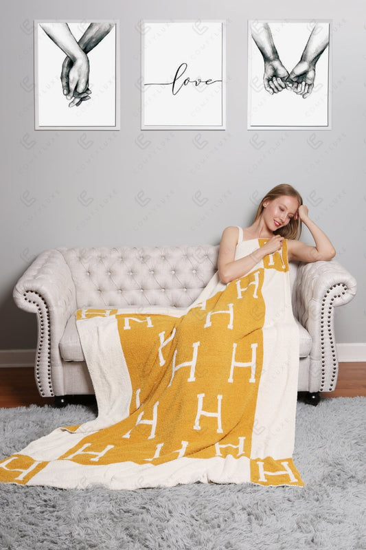 Monogram "H" Luxe Zachte Fleece Deken – Stijlvolle Plaid 130x150cm