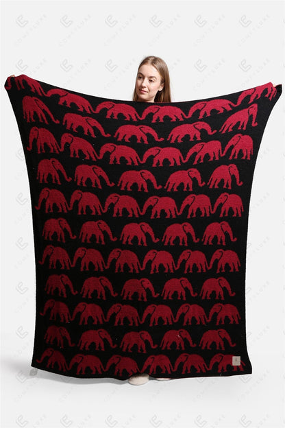 Olifantenpatroon Luxe Zachte Fleece Deken – 127 × 152 cm