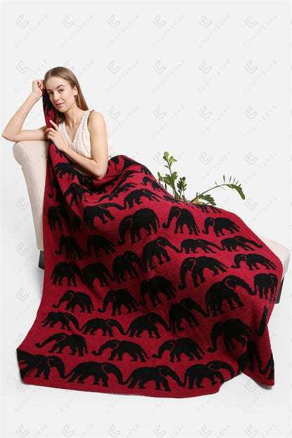 Olifantenpatroon Luxe Zachte Fleece Deken – 127 × 152 cm