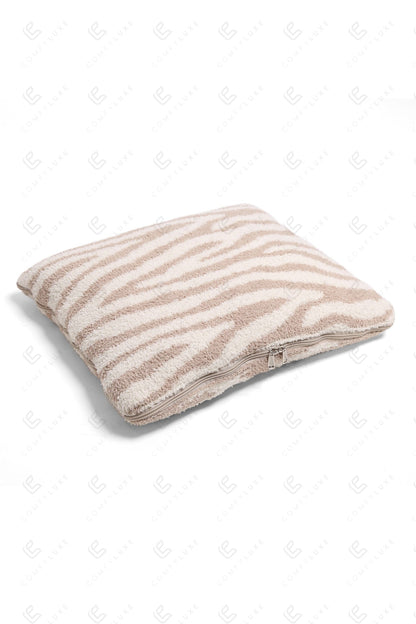 Zebra Print Luxe 2-in-1 Plaid & Kussen – Zachte Woondeken