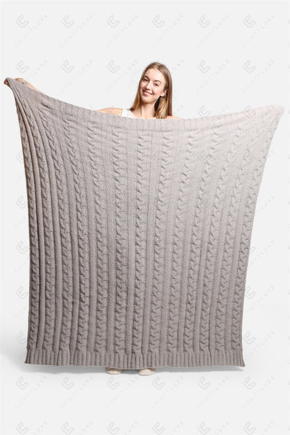 Grofgebreide Luxe Kabel Knit Fleece Deken – Zachte Woonplaid 130x140cm