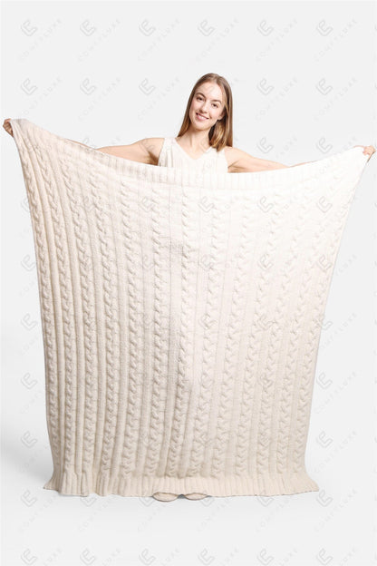 Grofgebreide Luxe Kabel Knit Fleece Deken – Zachte Woonplaid 130x140cm