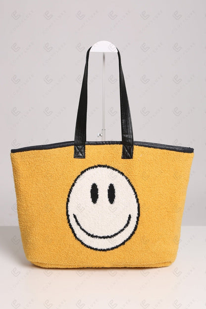 Happy Face Tote Bag – Ruime en Zachte Draagtas met Smiley Print