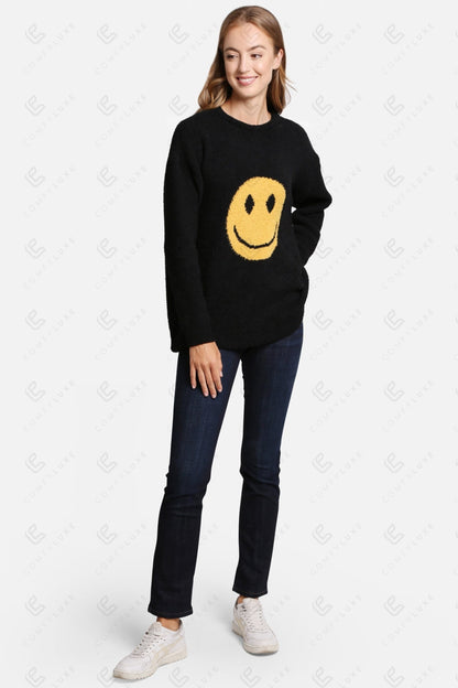 Happy Face Lounge Sweater – Zachte Trui met Smiley Print