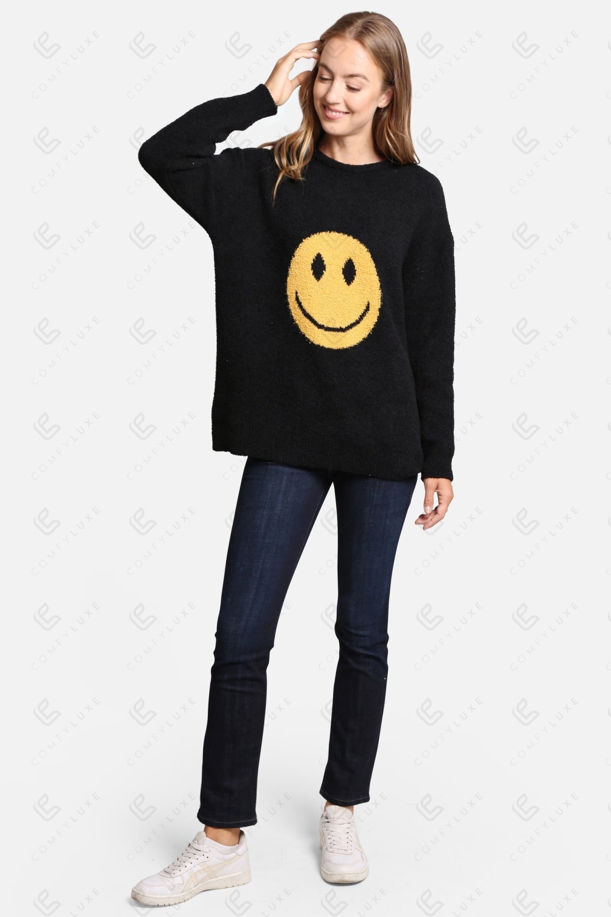 Happy Face Lounge Sweater – Zachte Trui met Smiley Print
