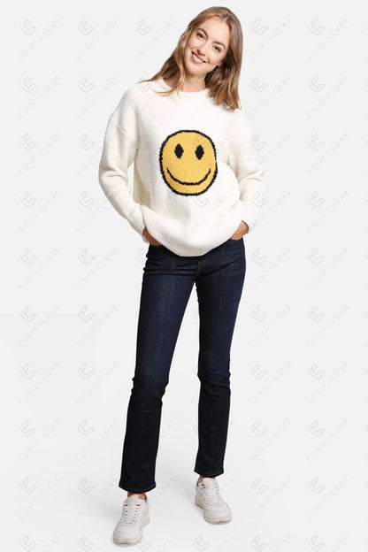 Happy Face Lounge Sweater – Zachte Trui met Smiley Print