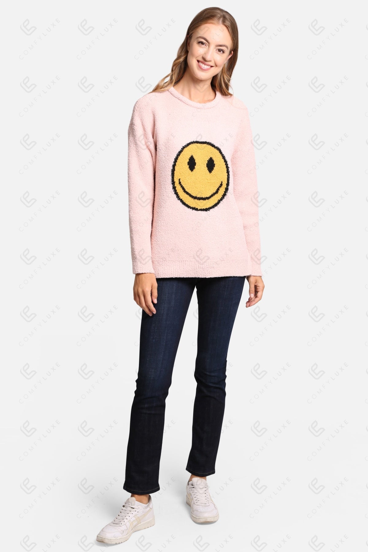 Happy Face Lounge Sweater – Zachte Trui met Smiley Print