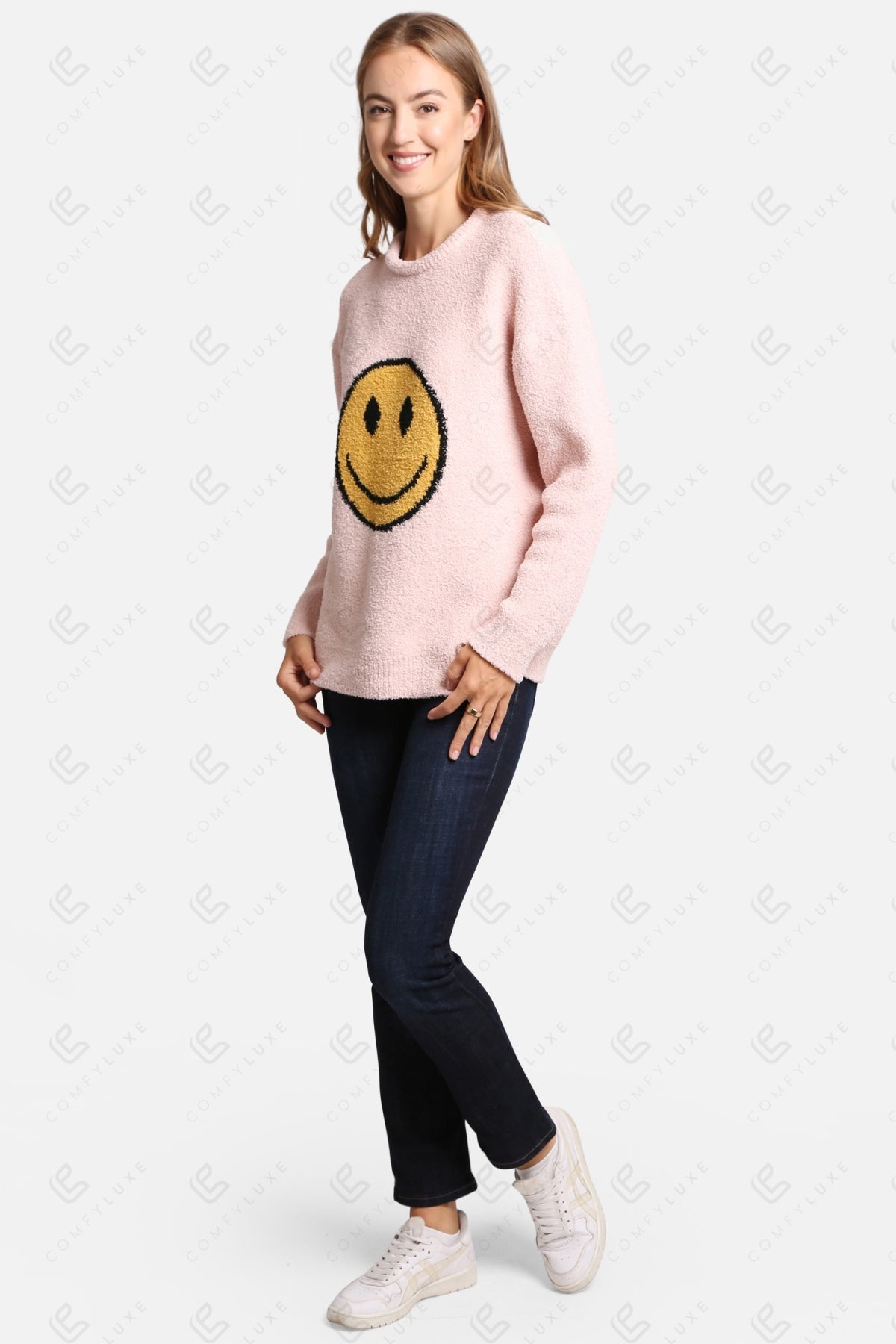 Happy Face Lounge Sweater – Zachte Trui met Smiley Print