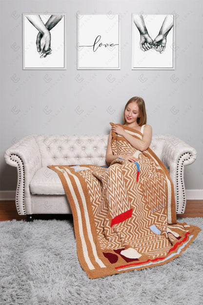 Zachte Fleece Deken met Geometrisch Patroon – Luxe Woonplaid in Diverse Kleuren