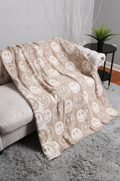 Mini Happy Face Luxe Fleece Deken – Zachte Woonplaid 130×150cm