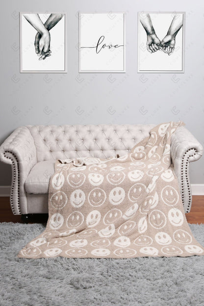 Mini Happy Face Luxe Fleece Deken – Zachte Woonplaid 130×150cm