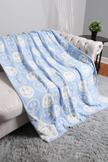 Mini Happy Face Luxe Fleece Deken – Zachte Woonplaid 130×150cm