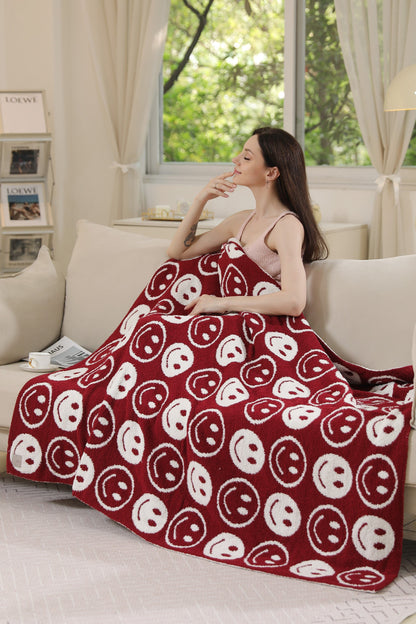 Mini Happy Face Luxe Fleece Deken – Zachte Woonplaid 130×150cm