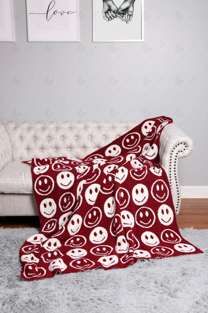Mini Happy Face Luxe Fleece Deken – Zachte Woonplaid 130×150cm