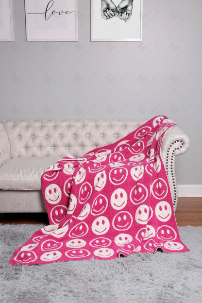 Mini Happy Face Luxe Fleece Deken – Zachte Woonplaid 130×150cm