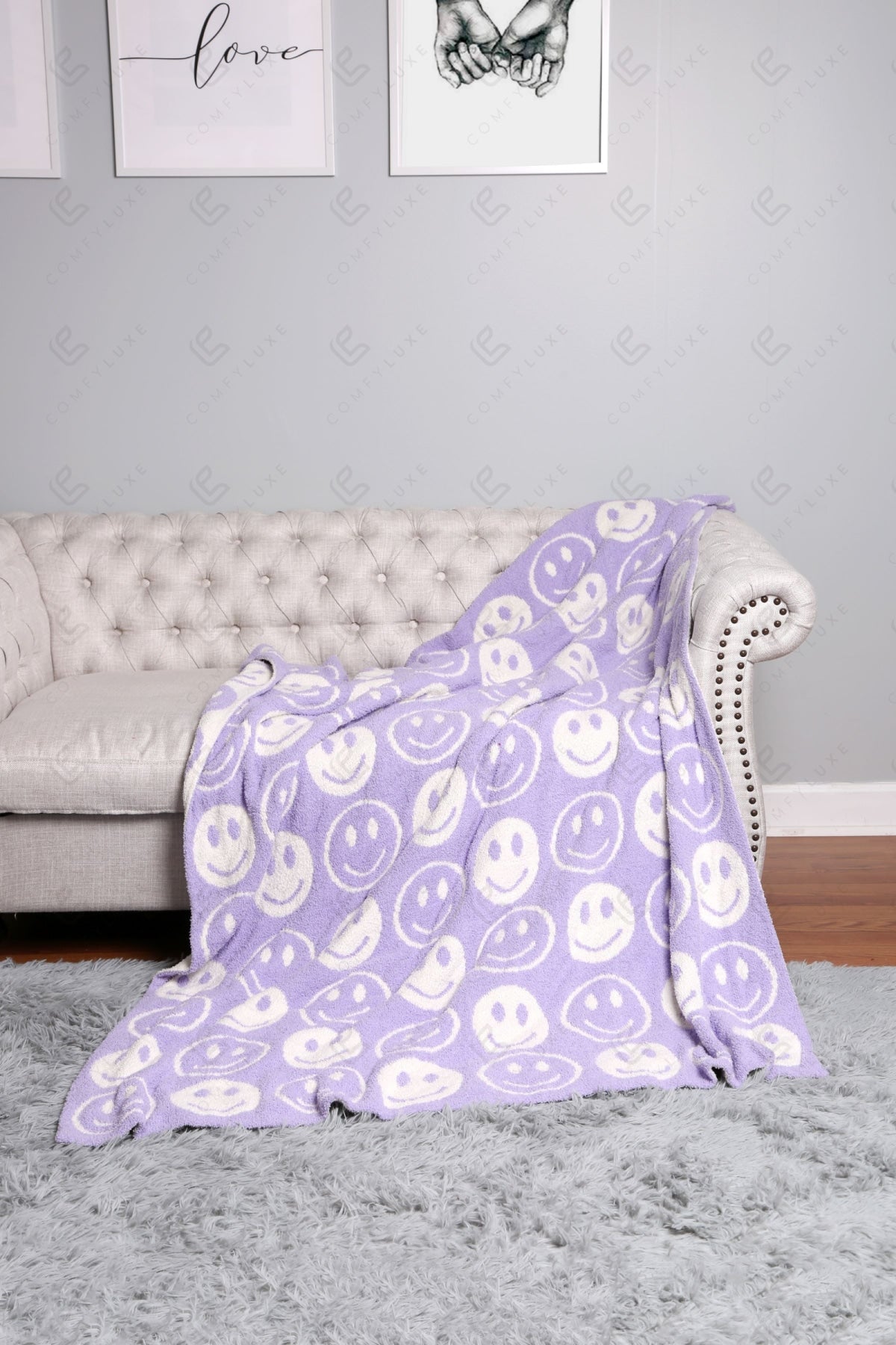 Mini Happy Face Luxe Fleece Deken – Zachte Woonplaid 130×150cm