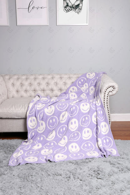 Mini Happy Face Luxe Fleece Deken – Zachte Woonplaid 130×150cm