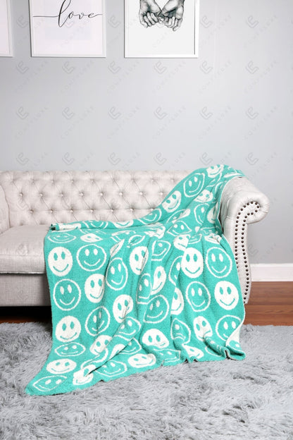 Mini Happy Face Luxe Fleece Deken – Zachte Woonplaid 130×150cm