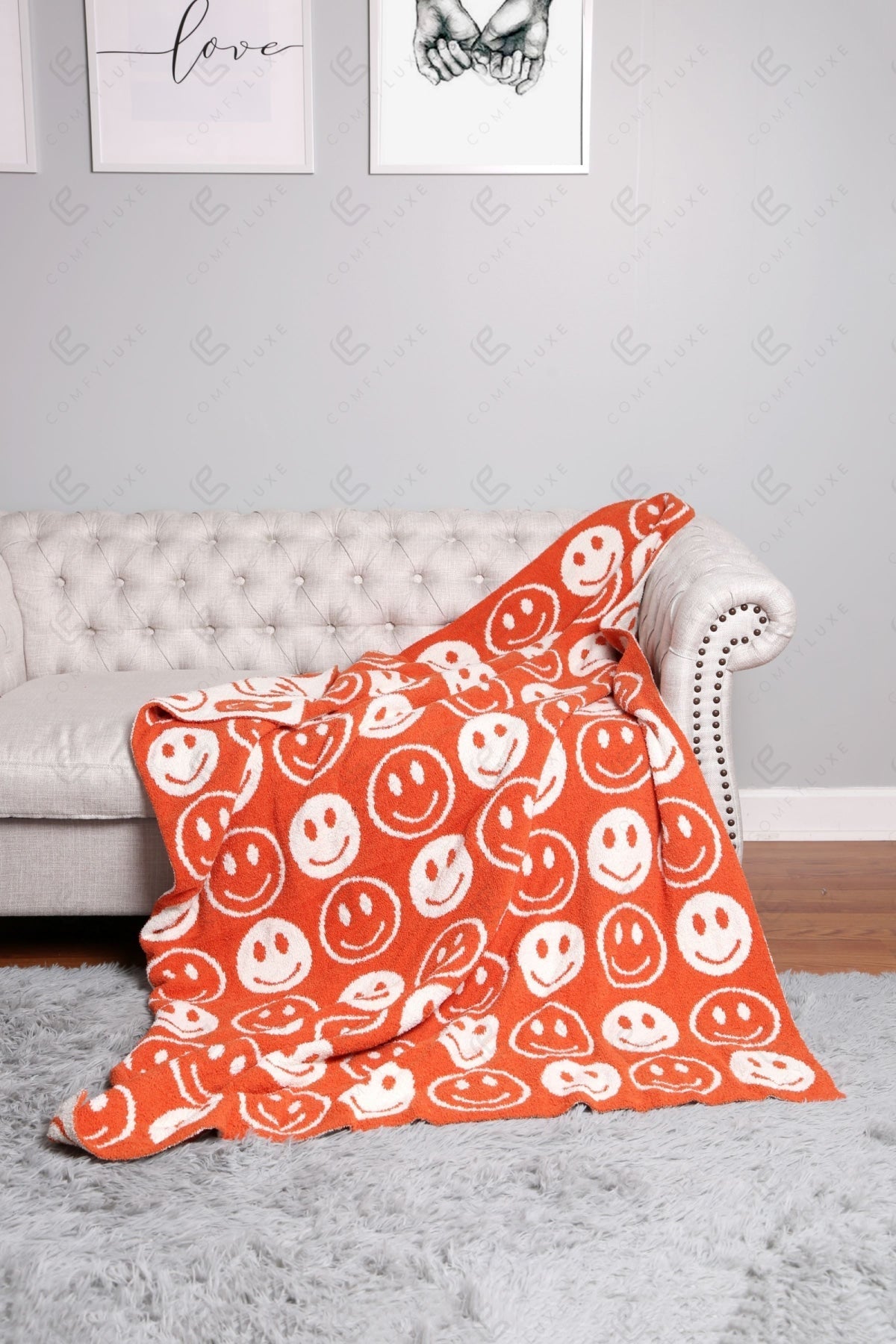 Mini Happy Face Luxe Fleece Deken – Zachte Woonplaid 130×150cm