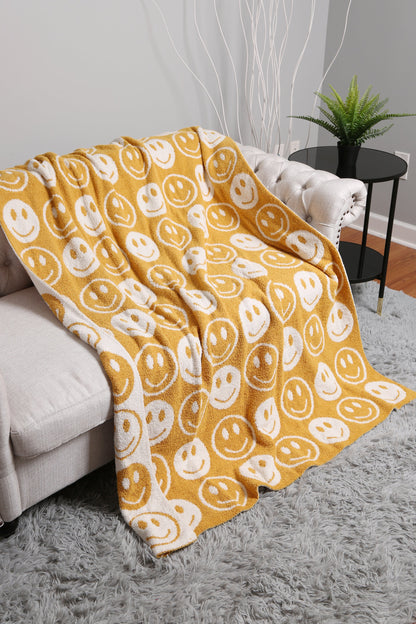 Mini Happy Face Luxe Fleece Deken – Zachte Woonplaid 130×150cm