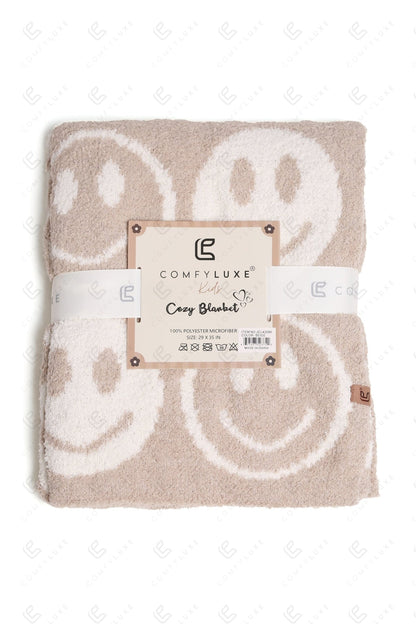Kinder Deken met Smiley Patroon – Zachte Luxe Fleece Plaid (29"x35")