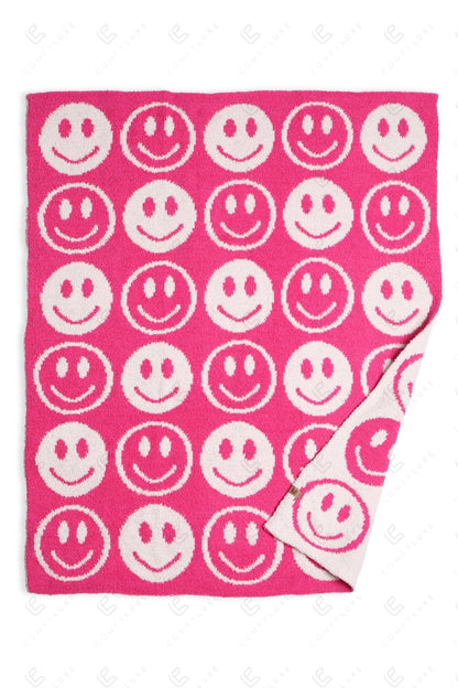 Kinder Deken met Smiley Patroon – Zachte Luxe Fleece Plaid (29"x35")