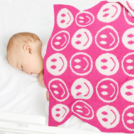 Kinder Deken met Smiley Patroon – Zachte Luxe Fleece Plaid (29"x35")
