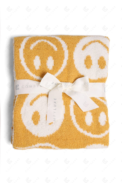 Kinder Deken met Smiley Patroon – Zachte Luxe Fleece Plaid (29"x35")